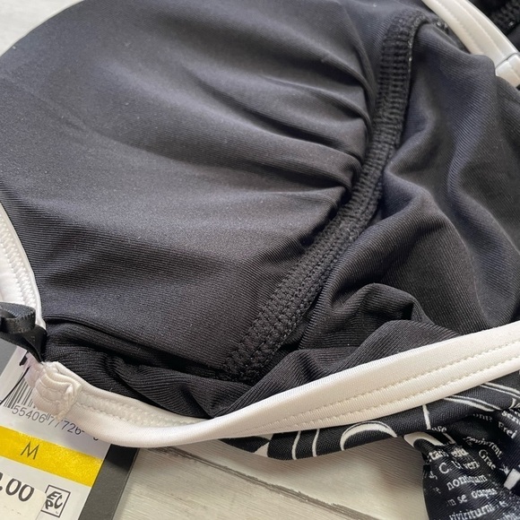 DKNY BLACK WHITE Graphic T-Back One-Piece Swimsuit M - Picture 10 of 11